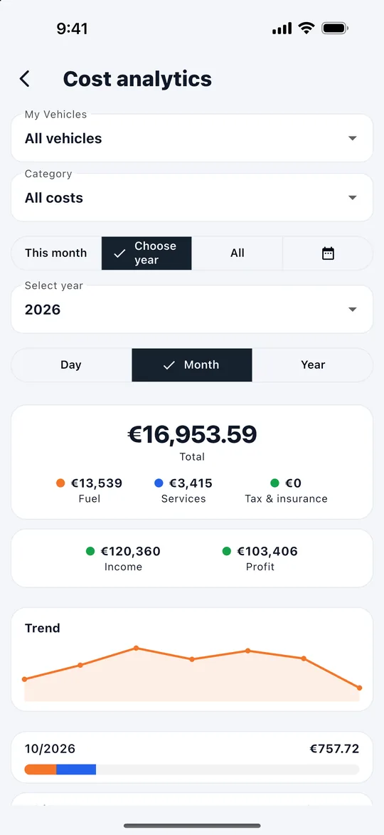 Cost analytics chart